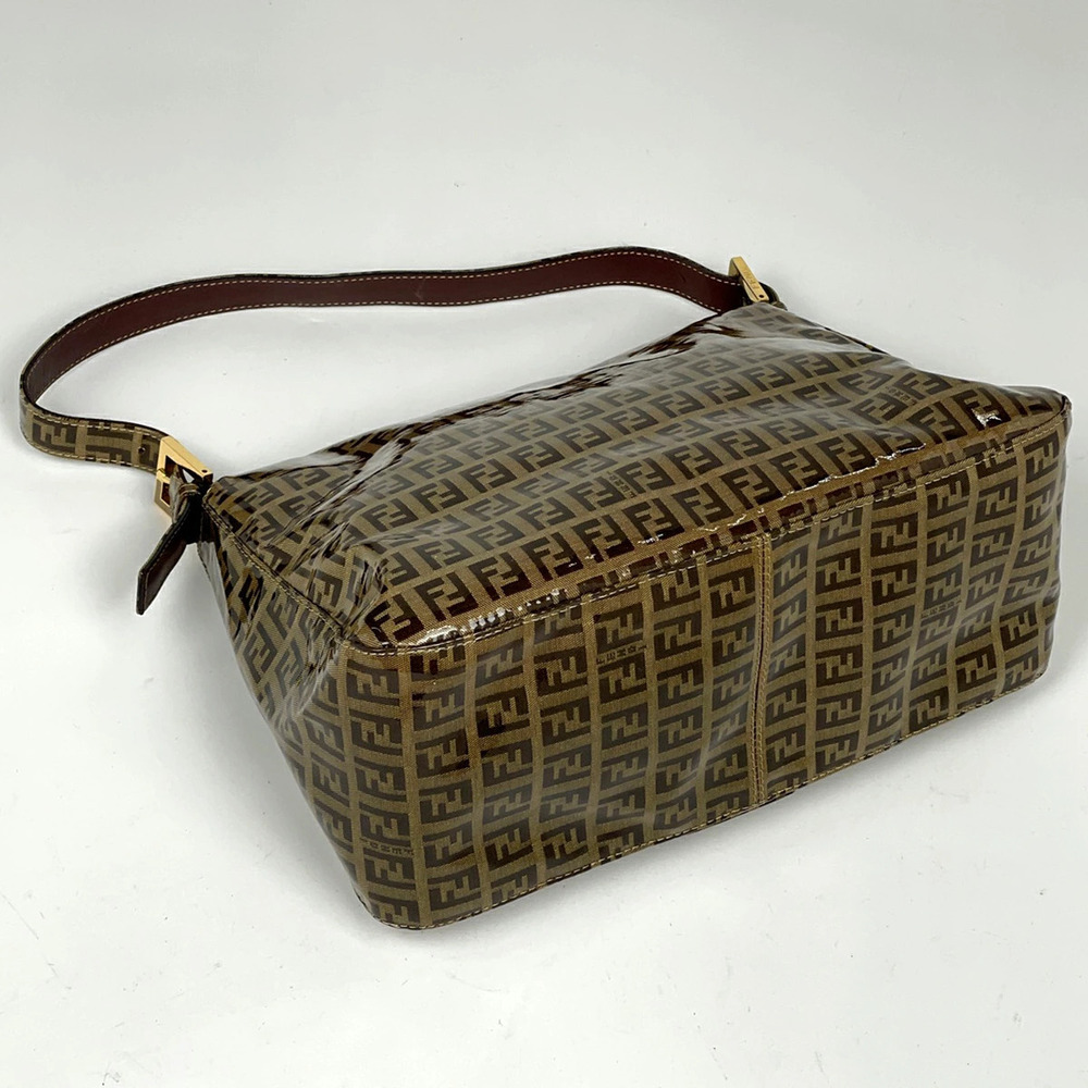 Fendi Zucchino Shoulder Bucket Brown Bag Canvas Mamma